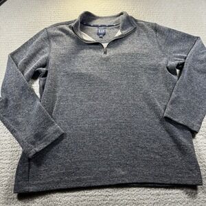 GAP Sweater Mens Large Gray 1/4 Zip Mock Neck Pullover Sweater